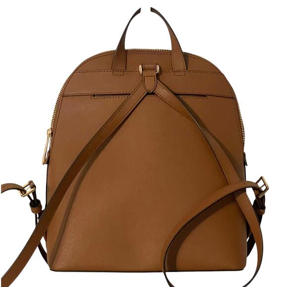 Michael Kors Cindy Large Backpack Womens Luggage Brown Saffiano Leather Bag - Picture 3 of 12